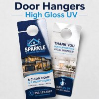 High gloss UV door hanger printing with full-color custom designs from Best Value Copy
